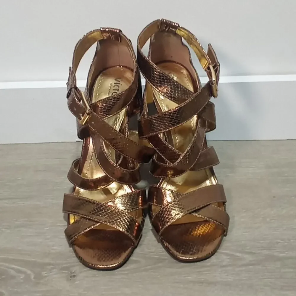 Victor Alfaro Gold Faux Snakeskin Strappy Thriller 5